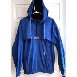OSTOO Blue Lightweight Anorak Hoodie Windbreaker Jacket Mens Size L